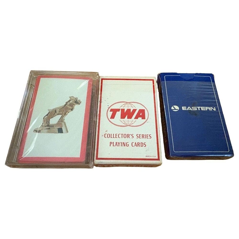 Lot of 3 Vtg Playing Cards Mack Trucks Sealed TWA Eastern Airlines Advertising